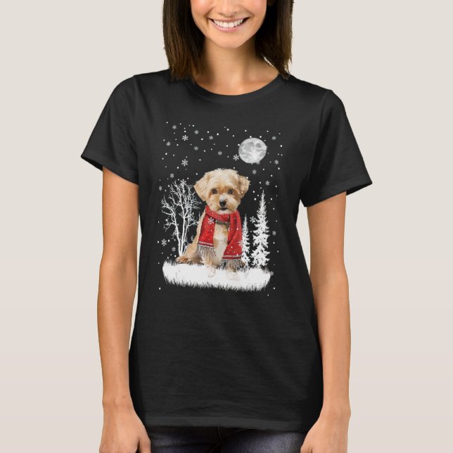 T-shirt Raccourci sous le pyjama de Noël de neige au clair (Devant)