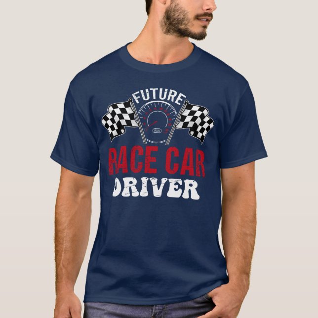 T-shirt Race Car Driver Racing Driver retro family (Devant)