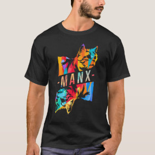 T-shirt Race de chat Manx colorée sans queue éleveurs