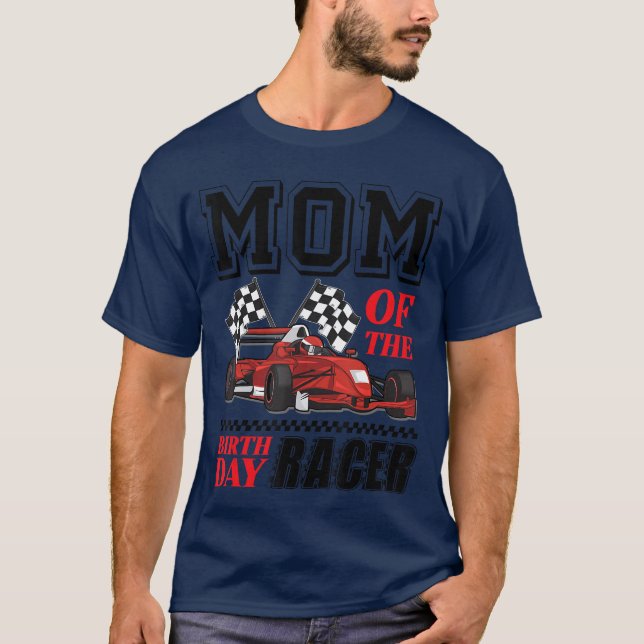T-shirt Race Party Mom Of The Birthday Racer Racing Theme  (Devant)