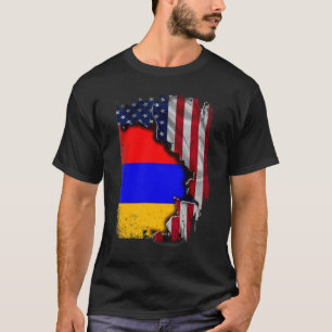 T-shirt Racines Arméniennes Demi Drapeau Américain Patriot