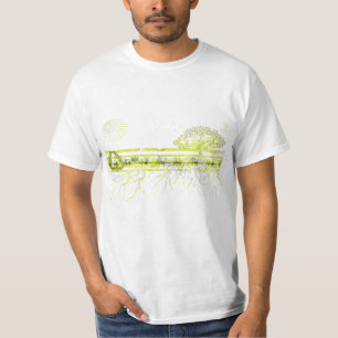 T-shirt Racines Blanches Pures Sur Vert