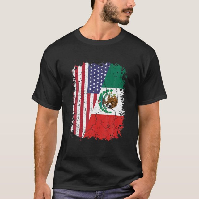 T-shirt RACINES MEXICAINES | Drapeau semi-américain | MEXI (Devant)