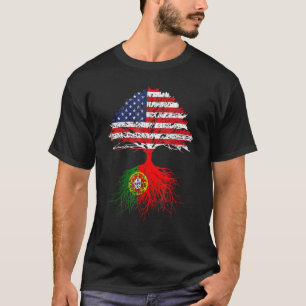 T-shirt Racines Portugaises Américaines Cultivées Drapeau 