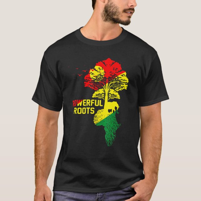T-shirt Racines Puissantes Afrique Noir Histoire Mois Blm  (Devant)