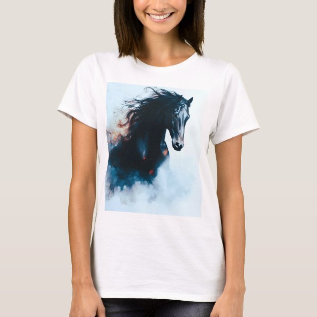 T-shirt  Racing Black Horse Portrait Minimalist (Devant)