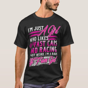 T-shirt Racing Girl Qui Aime Les Voitures Rapides Et Racin