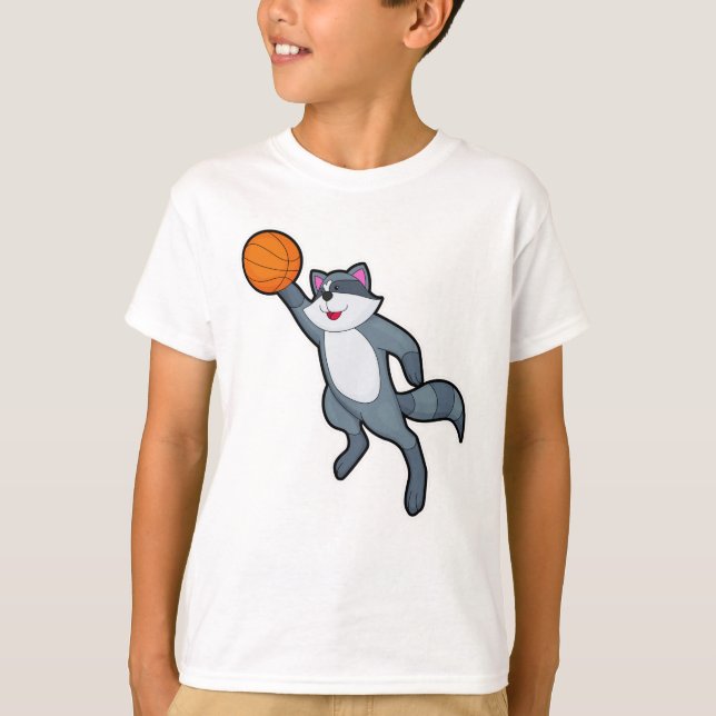 T-shirt Racon comme joueur de basket-ball avec basket-ball (Devant)