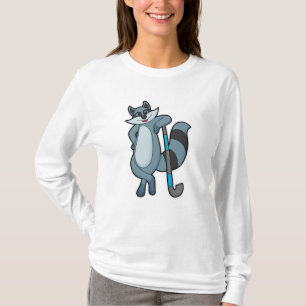 T-shirt Racoon à Hockey avec bâton de hockey