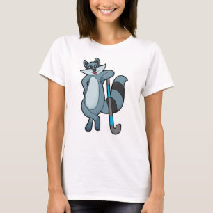 T-shirt Racoon à Hockey avec bâton de hockey