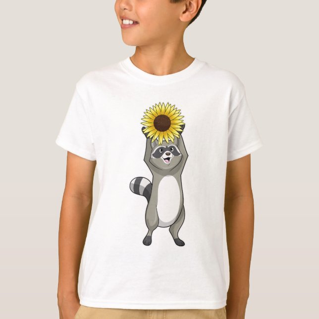 T-shirt Racoon avec tournesol (Devant)