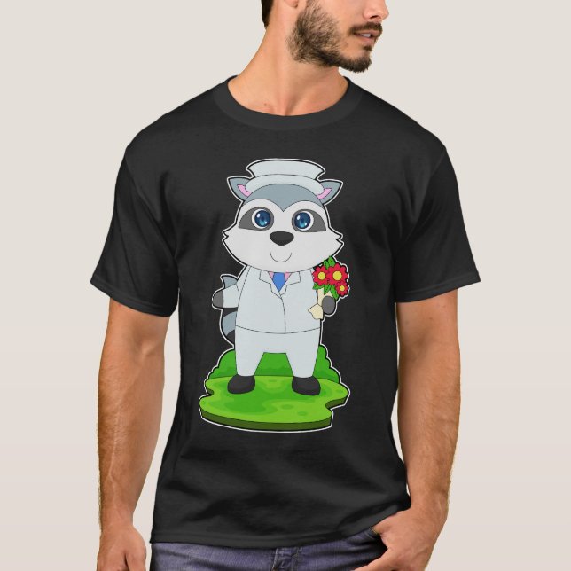T-shirt Racoon Bunch de fleurs Mariage (Devant)