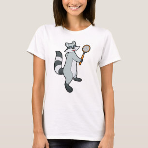 T-shirt Racoon comme joueur de tennis avec raquette de ten