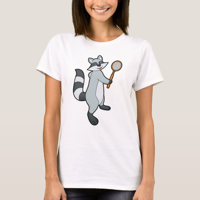 T-shirt Racoon comme joueur de tennis avec raquette de ten (Devant)