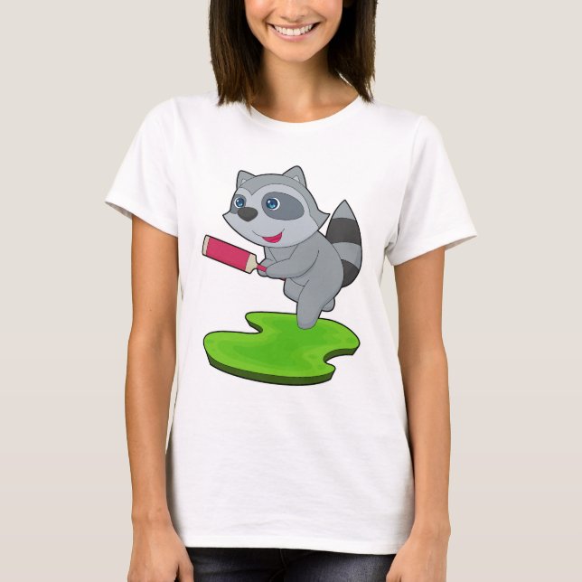 T-shirt Racoon Cricket Cricket bat (Devant)