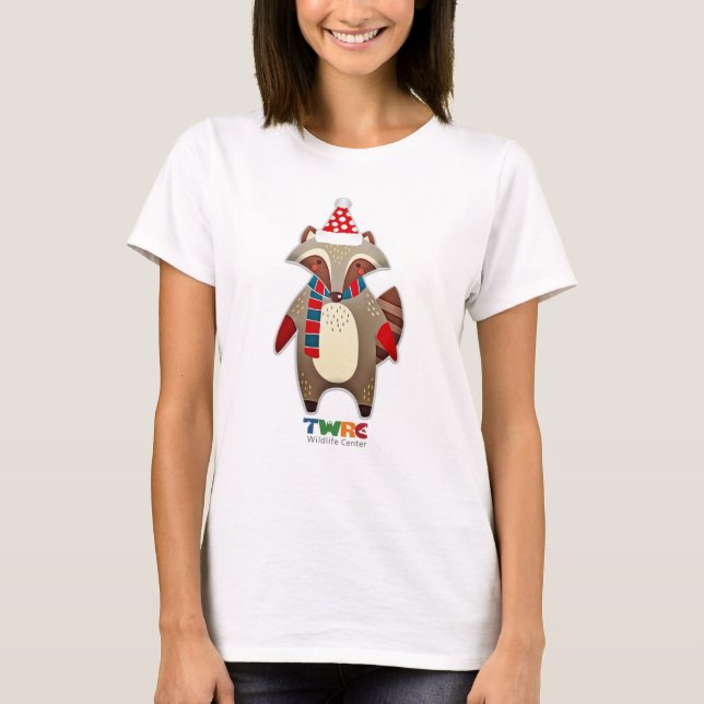 T-shirt Racoon tout habillé pour Noël (Devant)
