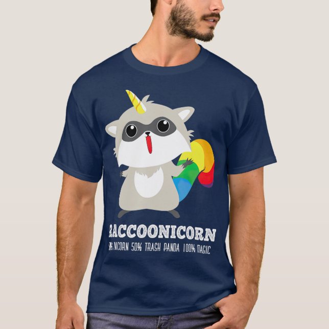 T-shirt Racoonicorn Funny Trash Panda Raccoon Unicorn (Devant)