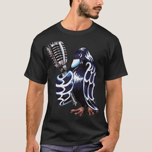 T-shirt Radio noire d'oiseau (Devant)