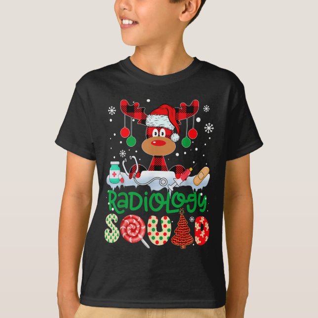 T-shirt Radiology Squad Nurse Reindeer Buffalo Red Plaid C (Devant)