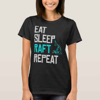 T-shirt Raft Game Manger Sleep Raft Répéter Funny Shark At