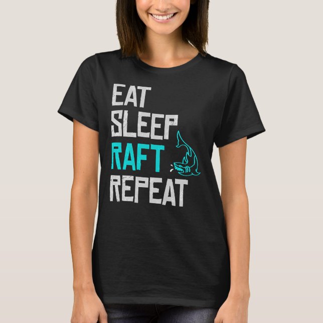 T-shirt Raft Game Manger Sleep Raft Répéter Funny Shark At (Devant)