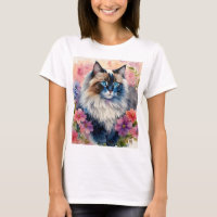 Ragdoll Chat Floral Portrait Art