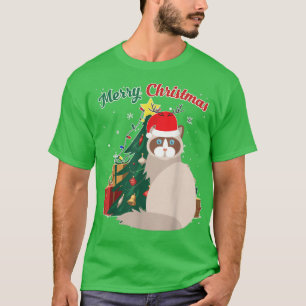 T-shirt Ragdoll Chat Noël Arbre Neige Flakes Noël Presque