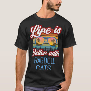 T-shirt Ragdoll Rétro Coucher de soleil avec chats Ragdoll