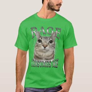 T-shirt Rage Consumes Me Funny Silly Staring Cat Meme Wome