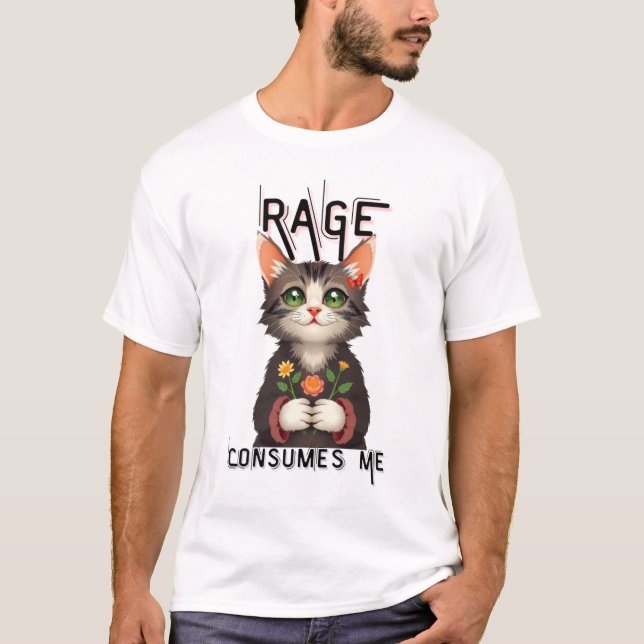 T-shirt Rage Me Consume Fleur Chat (Devant)