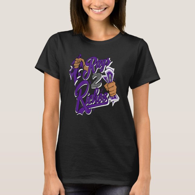 T-shirt Rags 2 Riches Money Matching Dark Iris 3s Matching (Devant)