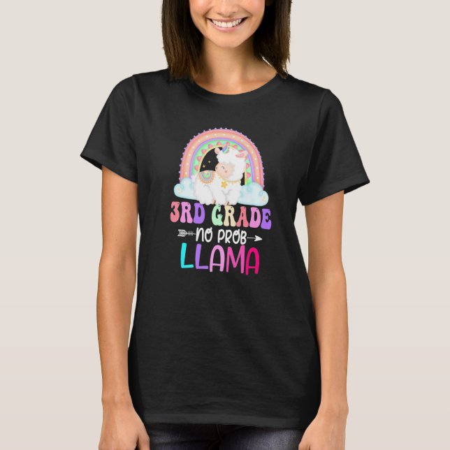T-shirt Rainbow 3rd Grade No Prob Llama 100th Day of Schoo (Devant)