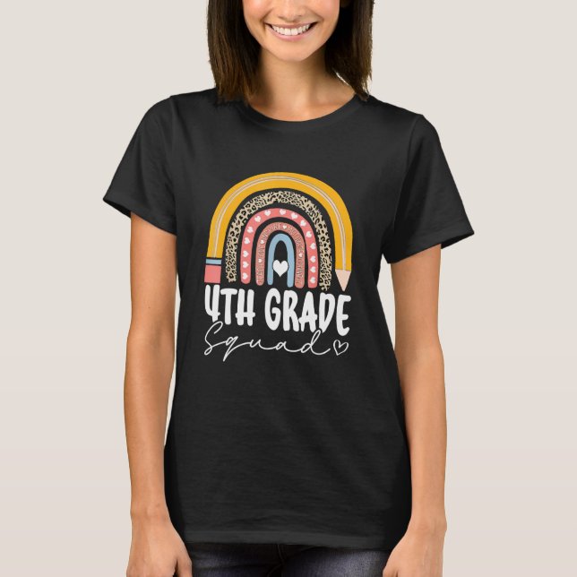 T-shirt Rainbow 4th Fourth Grade Squad For Teachers Back T (Devant)