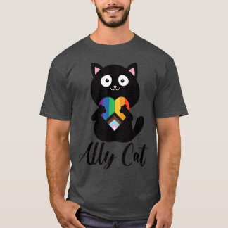 T-shirt Rainbow Ally Chat LGBT Gay pride Drapeau Coeur