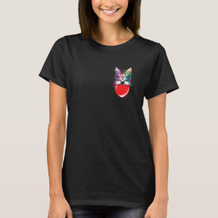T-shirt Rainbow Cat Accroche Coeur, Cute Kitty Love Valent