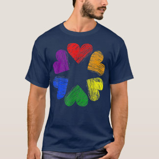 T-shirt Rainbow Circle of Hearts Love Gay Pride LGBT