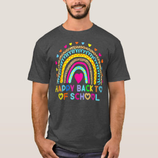 T-shirt Rainbow Coeurs mignons Heureux De Retourner À L'Éc