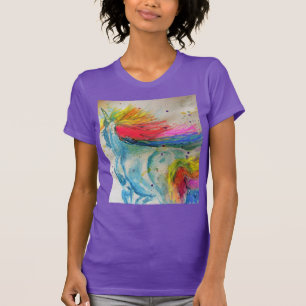 T-shirt Rainbow Cute Unicorn Womans Watercolor T Shirt