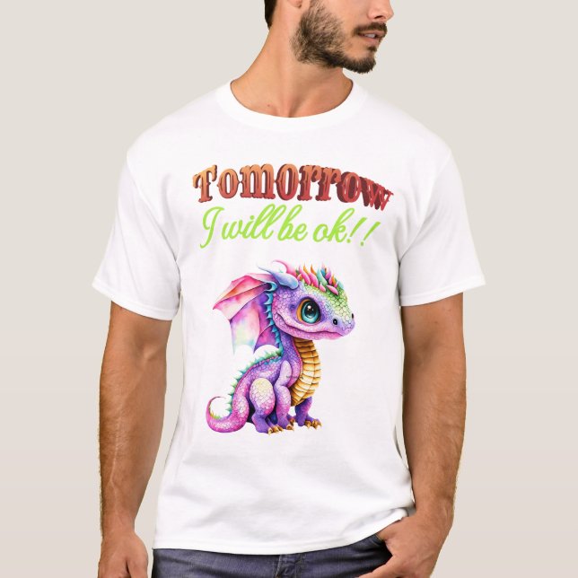 T-shirt Rainbow Dragon Design - 'Demain je serai ok (Devant)