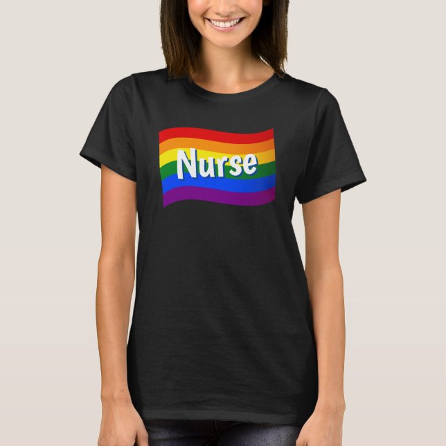 T-shirt Rainbow Flag infirmière gay lesbienne LGBT LGBTQ (Devant)