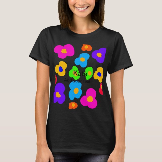 T-shirt Rainbow Flower Pride Love Add Name Text Lqbtq Abst (Devant)