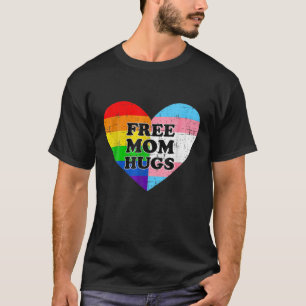 T-shirt Rainbow Free Mom Hugs Transgender Drapeau Coeur LG