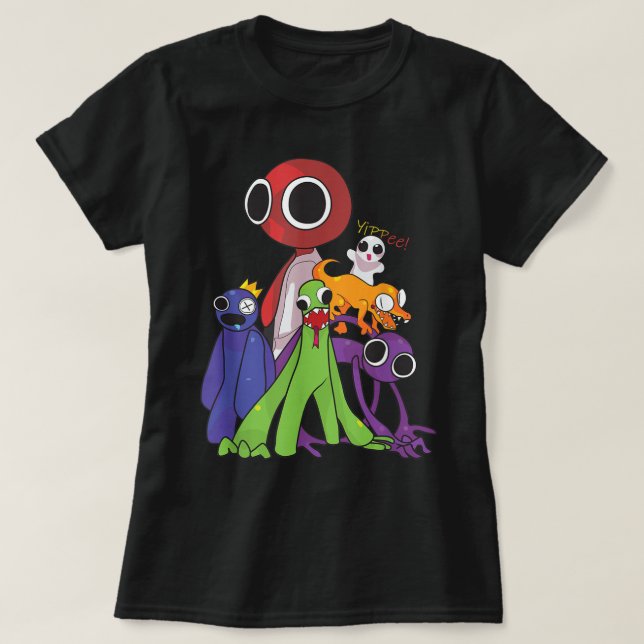 T-shirt Rainbow Friends bleu orange vert (Design devant)