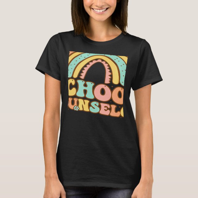 T-shirt Rainbow Groovy School Counselor Guidance Teacher S (Devant)