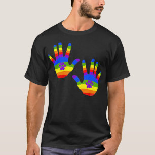T-shirt Rainbow Handprint and Paw Print Celebrate Pride 