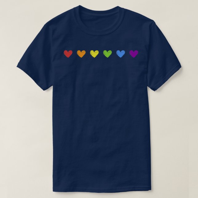 T-shirt Rainbow Hearts subtil Rainbow Flag Mois Gay pride (Design devant)