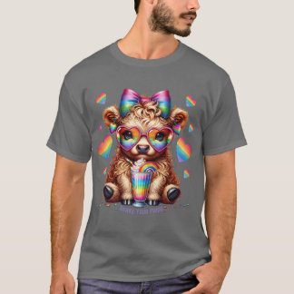 T-shirt Rainbow Highland Cow Pride Celebration Cute Cow Ar