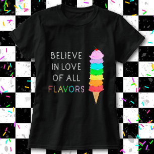 T-shirt Rainbow Ice Cream LGBT Love Diversity Pride Noir