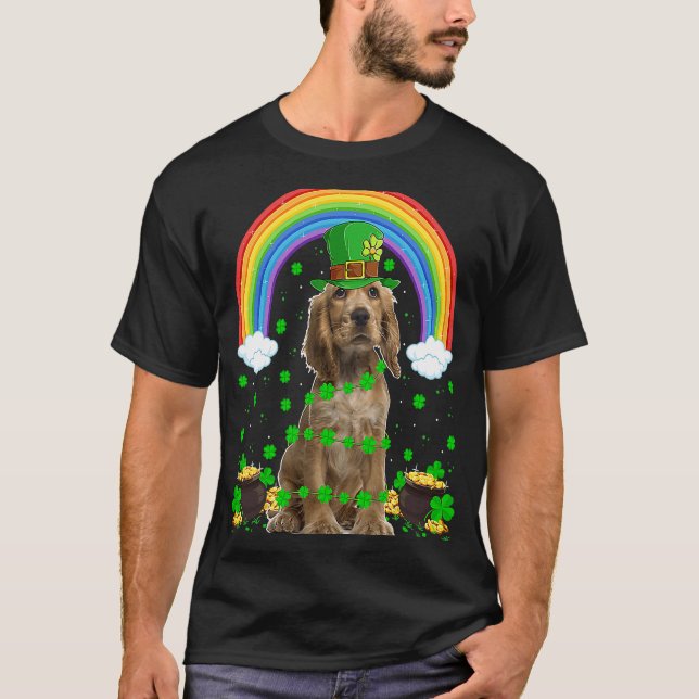 T-shirt Rainbow Irish Anglais Cocker Spaniel Chien St Patr (Devant)
