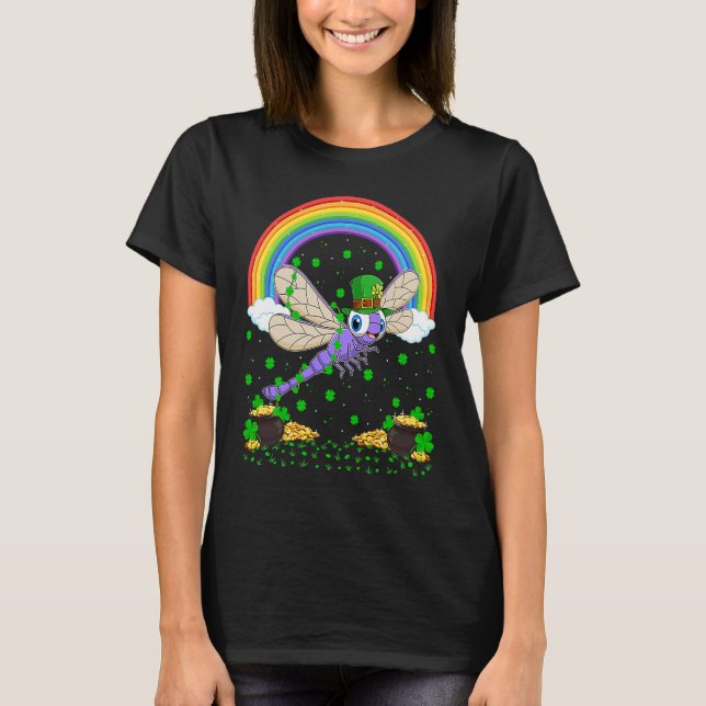 T-shirt Rainbow Irish Shamrock Dragonfly St Patrick's Day (Devant)